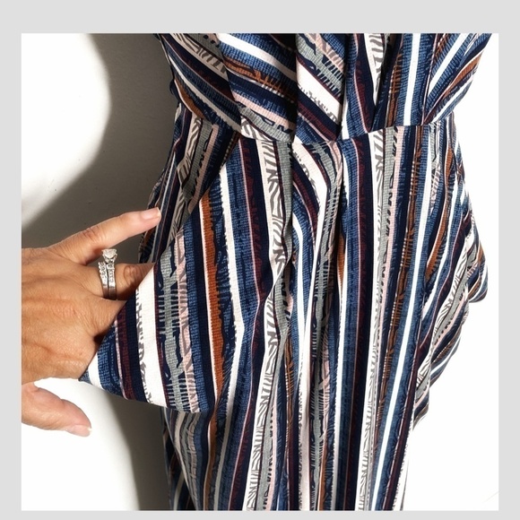 BCBGeneration Maxine Sheath Slip Dress Pockets Surplice Bodice Straps Stripe - Picture 6 of 13